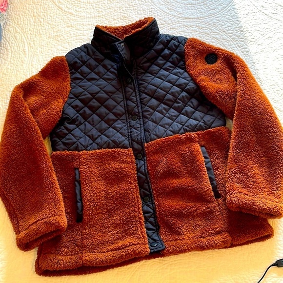 Madden Girl Jackets & Blazers - Madden Girl Faux Fur Quilted Snap Full Front Jacket Womens XL/TG Black Rust Cozy